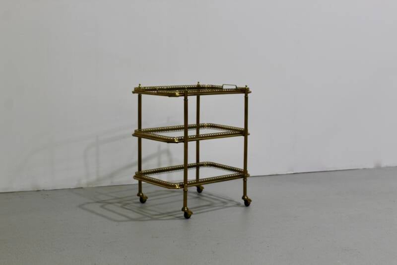 Vintage bar cart, serving trolley - brass, 1950s | 01186