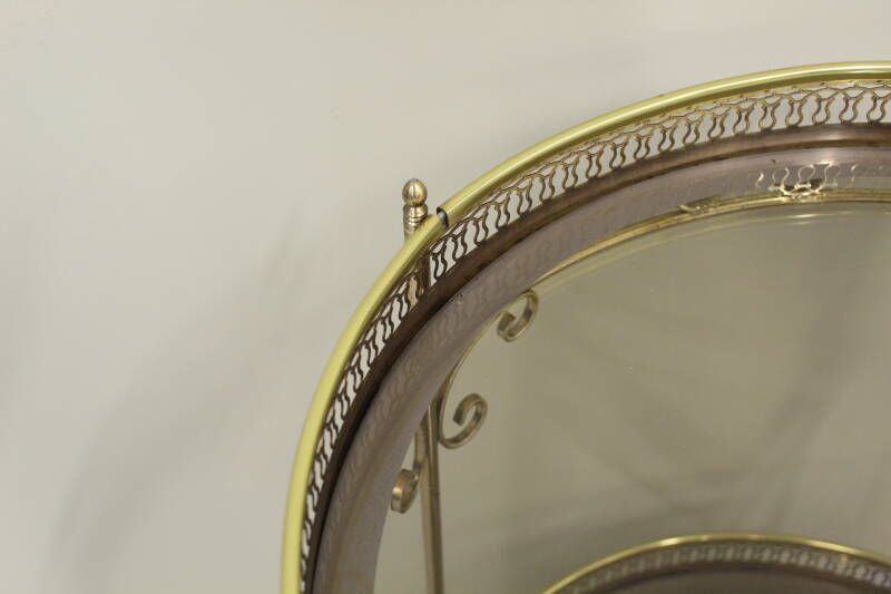 Vintage French brass bar cart - smoked glass, 70s | 00806