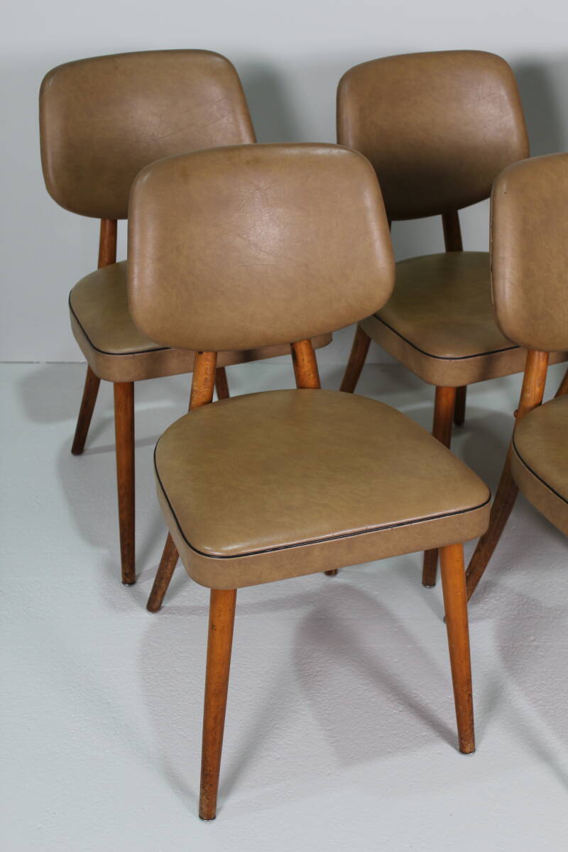 6x Vintage Esszimmerstühle – 60er Jahre, Kunstleder | 01402