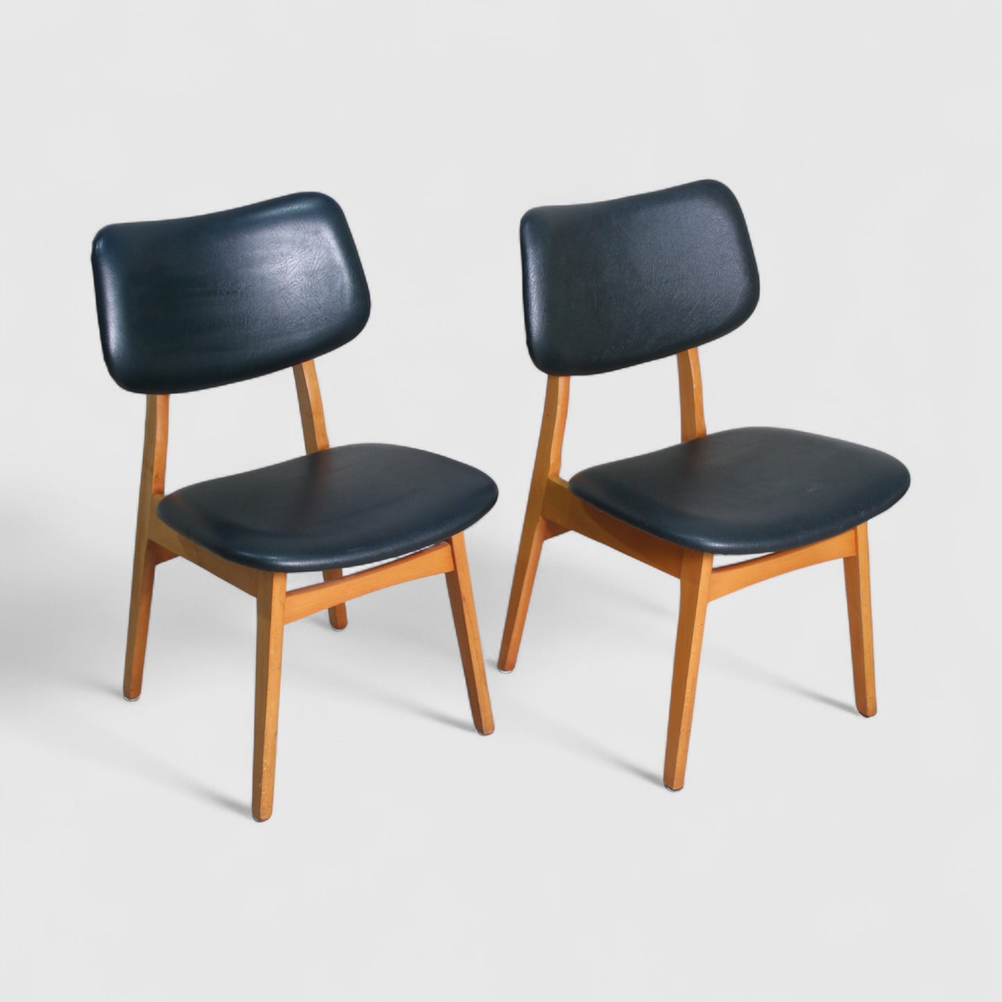 2x vintage eetkamerstoelen jaren '60 zwart