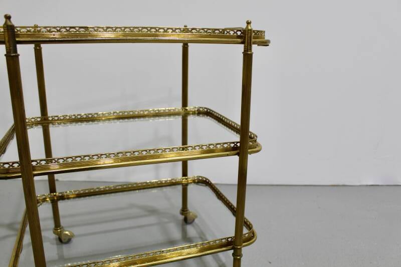 Vintage bar cart, serving trolley - brass, 1950s | 01186