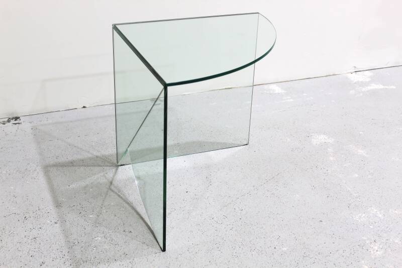 Vintage bijzettafel, hoektafel glas - jaren '70 | 00955