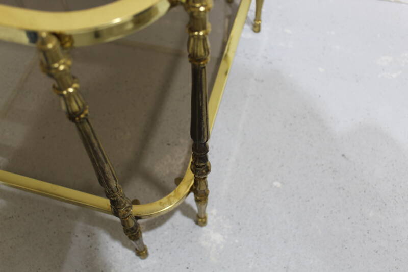 Vintage salontafel, bijzettafel - rookglas, messing jaren '70 | 00887