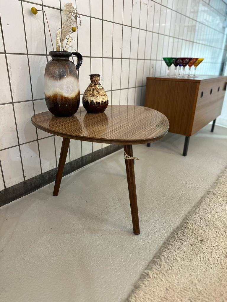 Vintage coffee table, side table, plant table - formica, brown, 60s | 00983