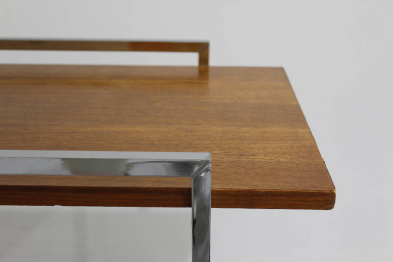 Vintage serveerwagen, barcart - jaren '60, chroom hout | 01093