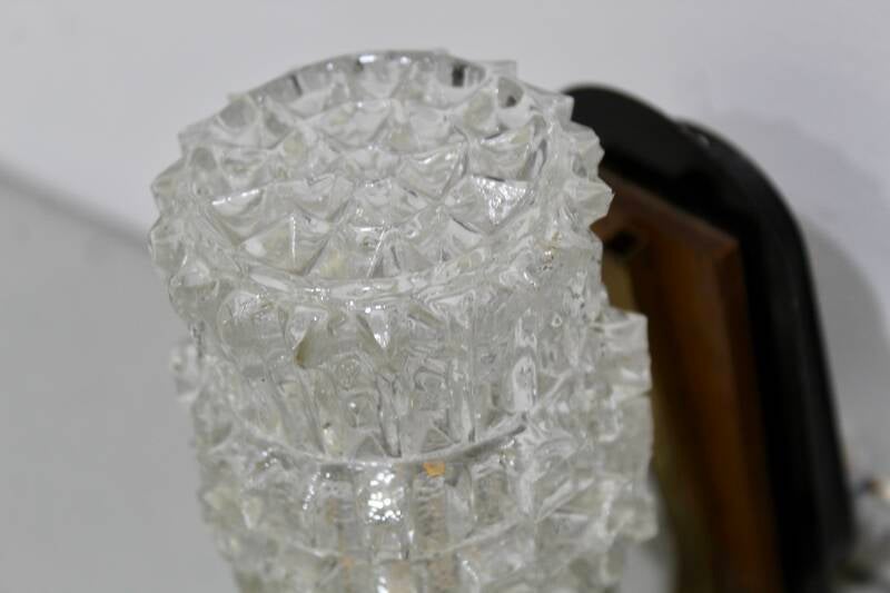 Vintage wall lamp - wood, glass 50s/60s | 01266
