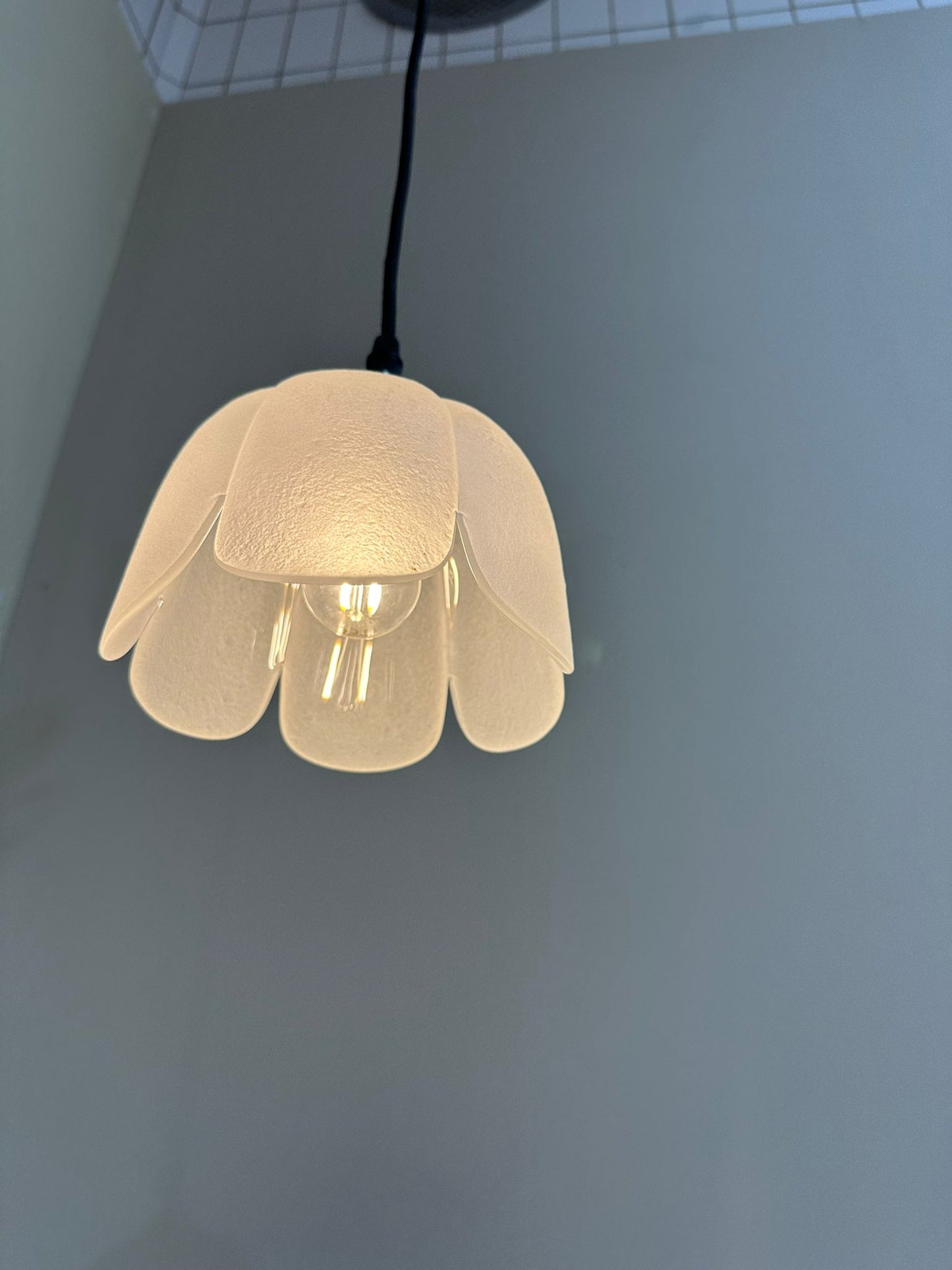Vintage hanglamp - bloem, glas