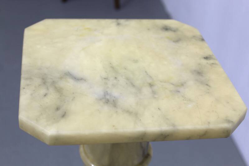 Vintage column, plant stand, pillar - marble, yellow | 01181