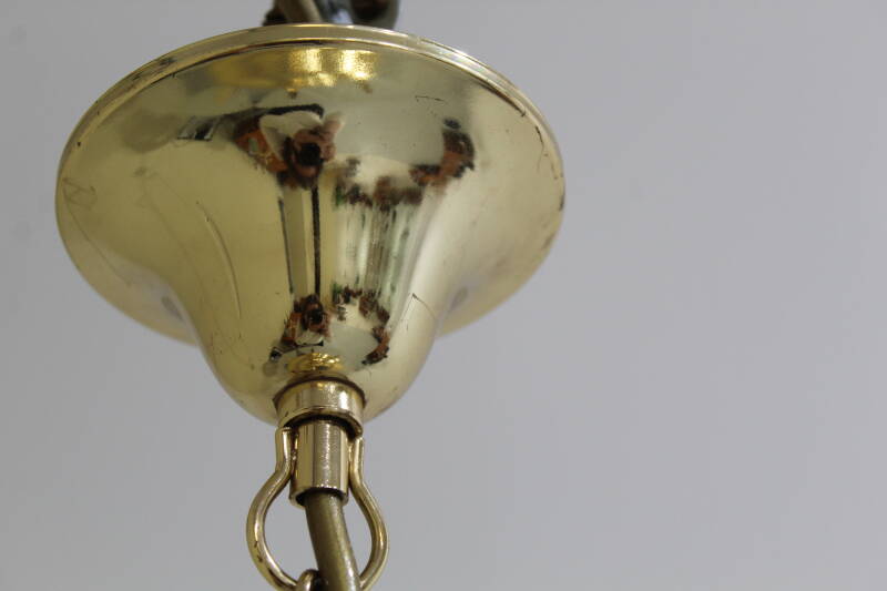 Vintage hanglamp - messing, glas, Hollywood Regency, jaren '70 | 01236