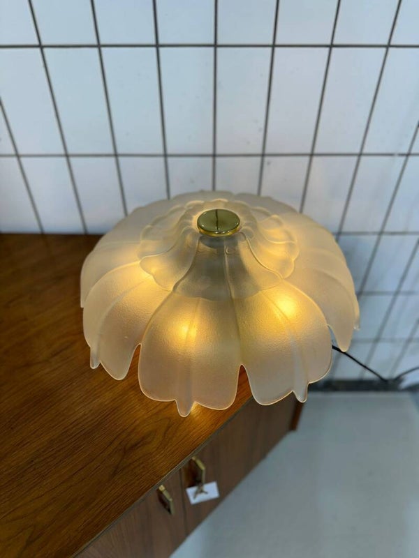 Vintage Deckenlampe, Deckenleuchte - Blumenform, 70er Jahre, Messing Glas | 01202