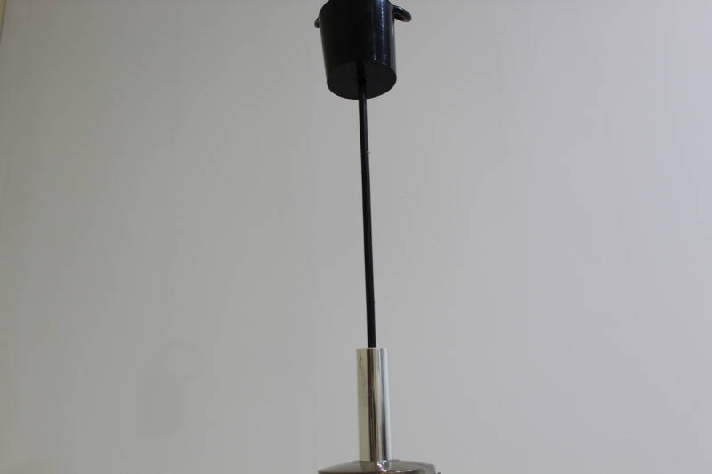 Vintage bollamp, hanglamp - chroom, transparant, jaren '70 | 00931