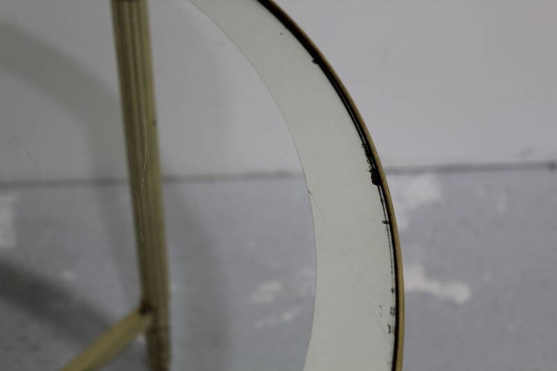Vintage ronde salontafel, bijzettafel - glas, messing jaren '70 | 00981