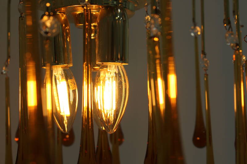 Vintage Murano teardrop lamp - amber colored | 01103