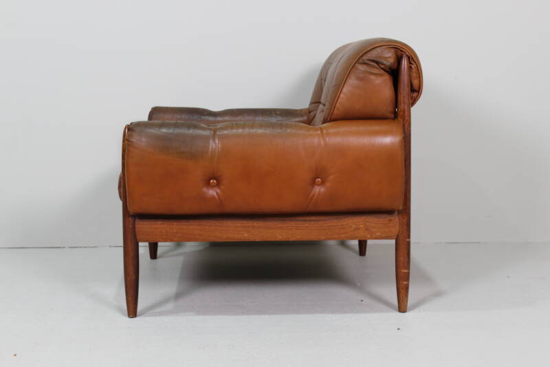 Vintage leren fauteuil - jaren '60, bruin | 01432