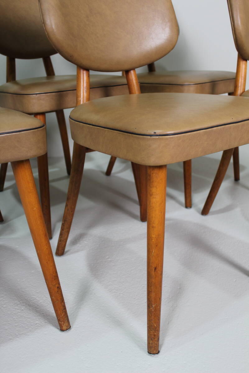 6x Vintage Esszimmerstühle – 60er Jahre, Kunstleder | 01402