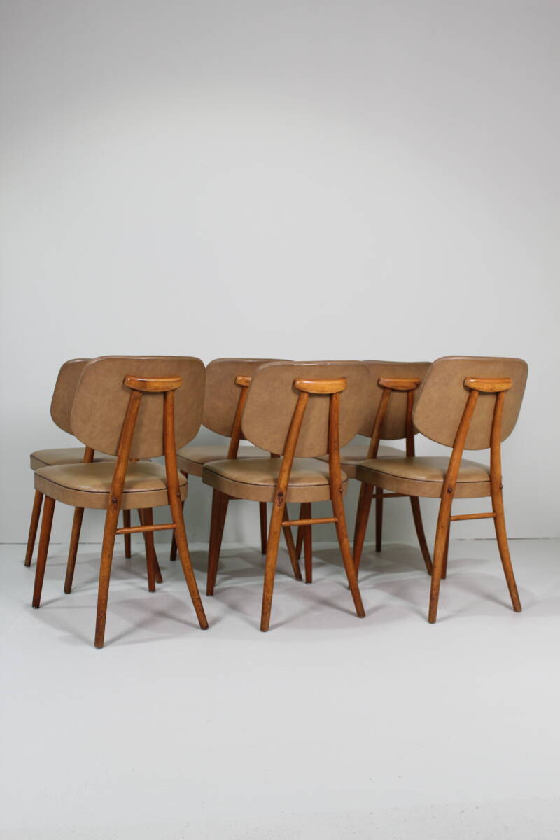 6x Vintage Esszimmerstühle – 60er Jahre, Kunstleder | 01402