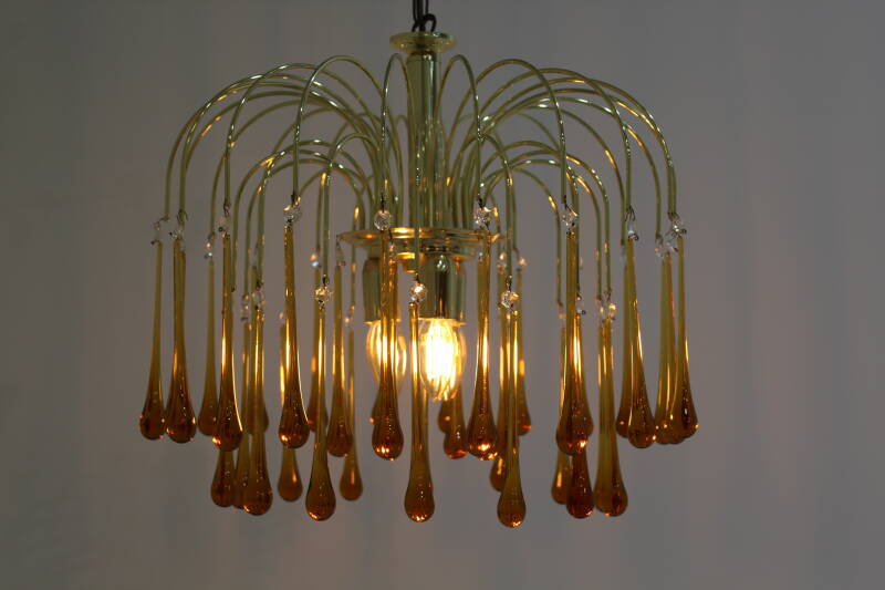 Vintage Murano teardrop lamp - amber colored | 01103