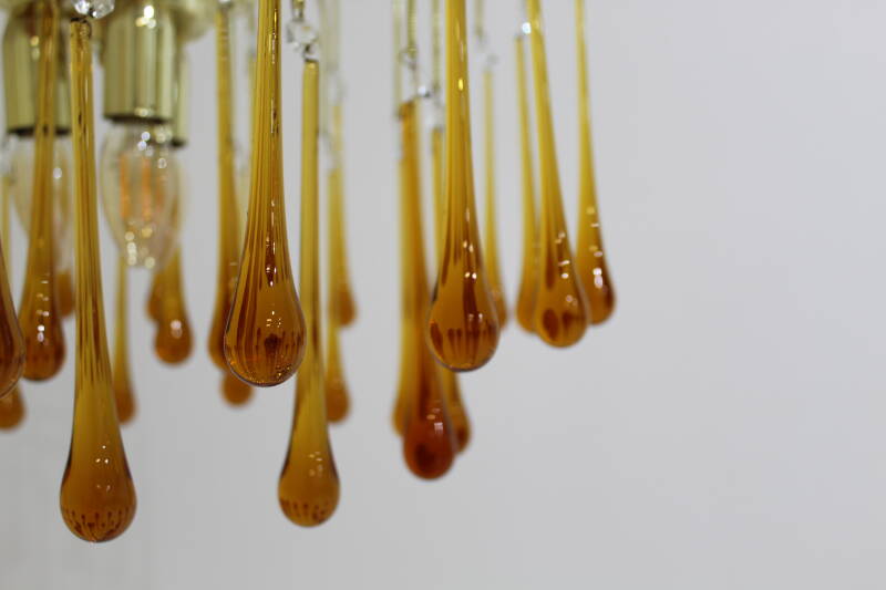Vintage Murano teardrop lamp - amber colored | 01103