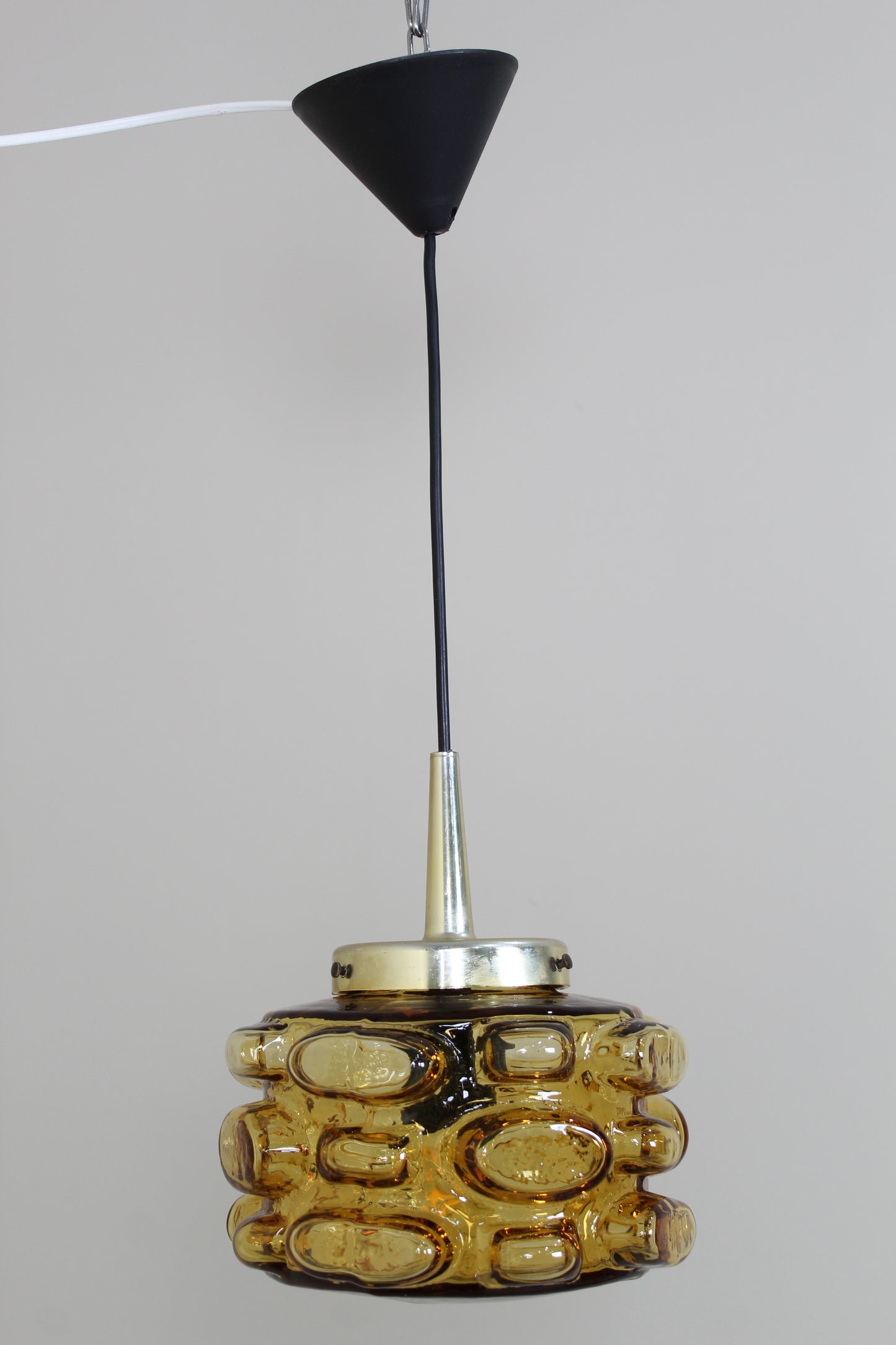 Vintage Pendelleuchte Bubble Lamp - bernsteinfarben, 70er