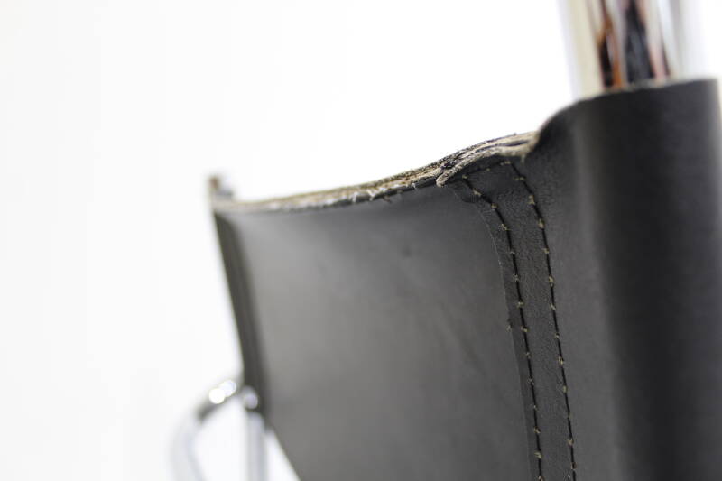 Vintage buisframe stoel - Italiaans, leer, zwart | 00937