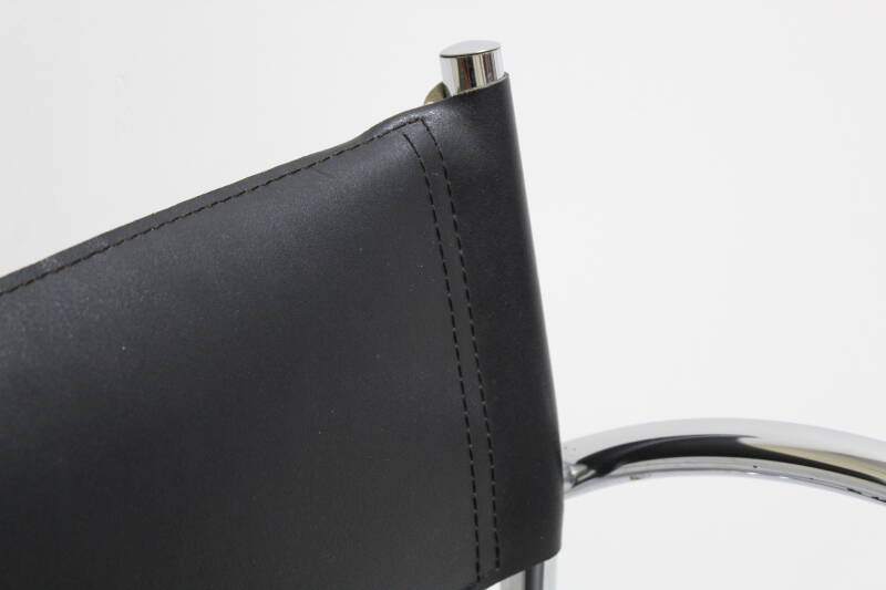 Vintage buisframe stoel - Italiaans, leer, zwart | 00937