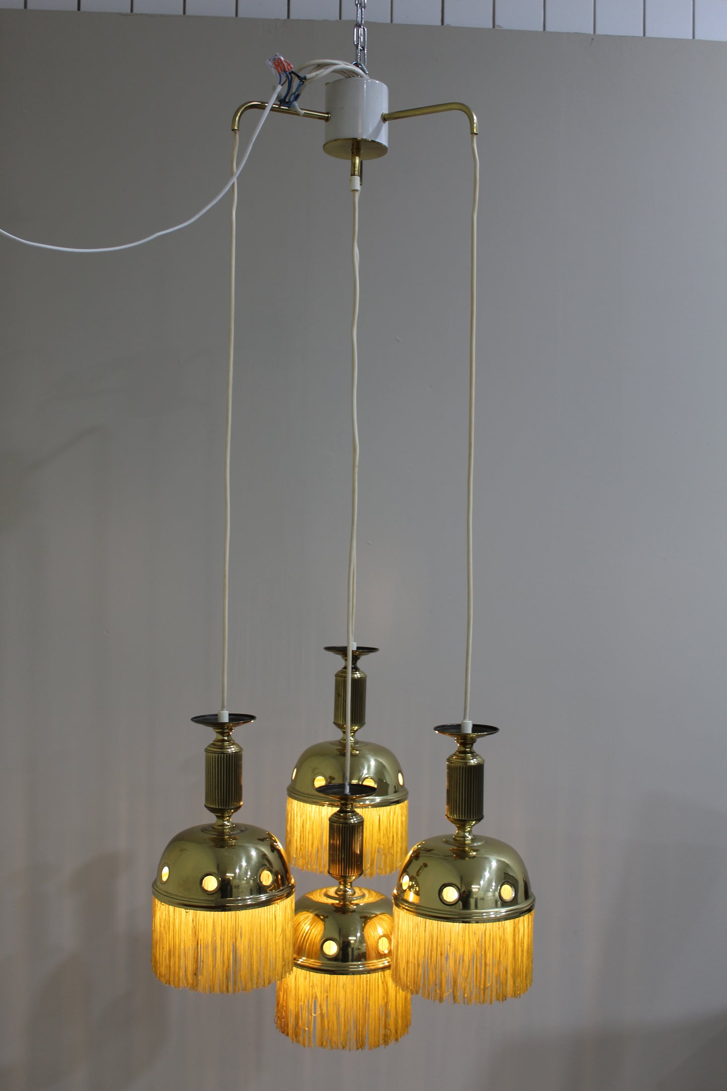 Vintage Kaskadenlampe, Hängelampe - Messing 70er