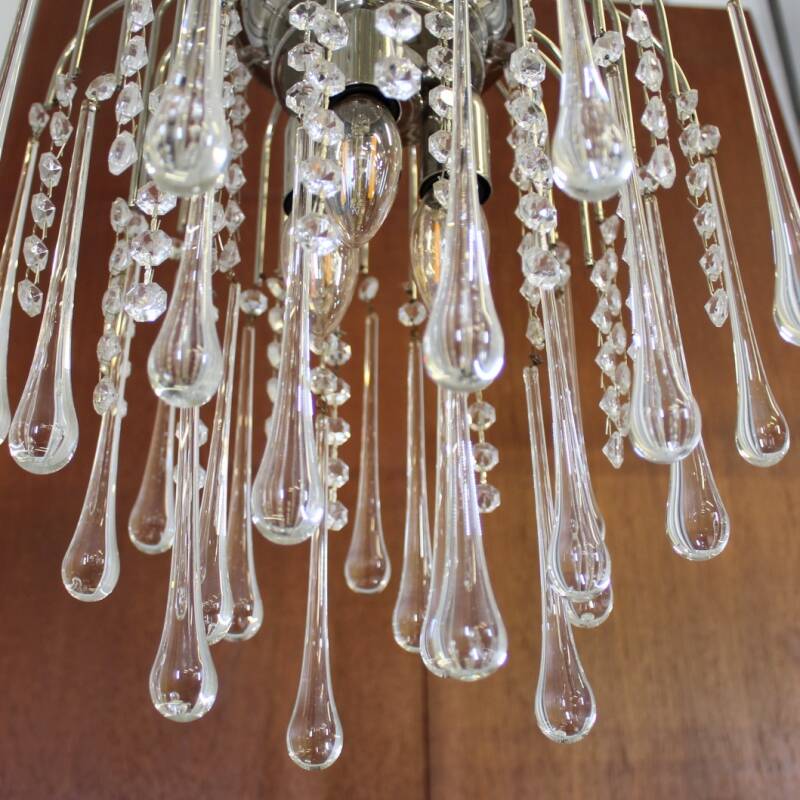 Vintage Murano teardrop lamp - zilver/transparant