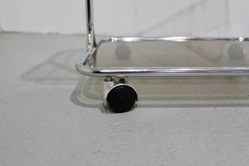 Vintage bijzettafel, trolley, lectuurmand - Jaren '80, rookglas | 01187