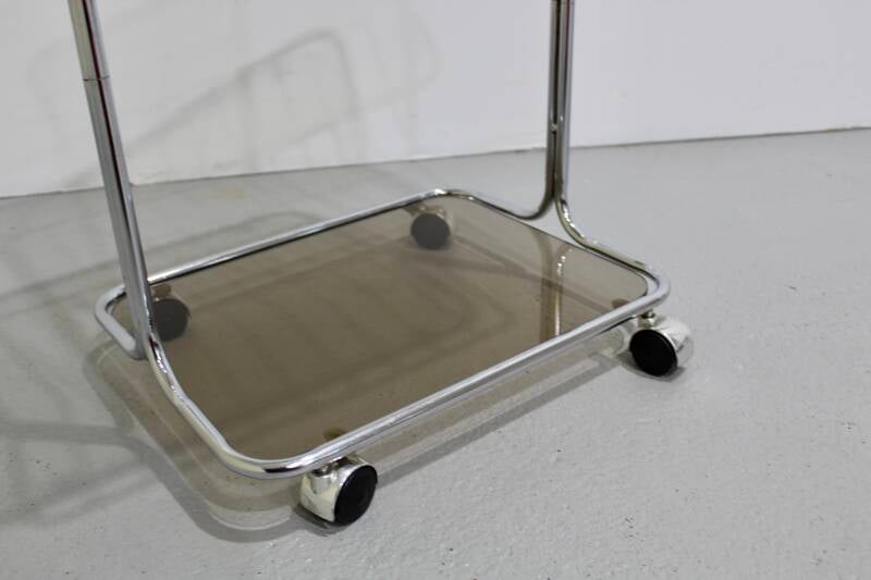 Vintage bijzettafel, trolley, lectuurmand - Jaren '80, rookglas | 01187
