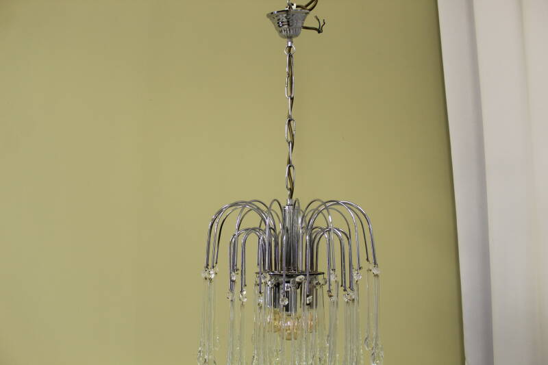 Vintage Murano teardrop lamp - zilver/transparant