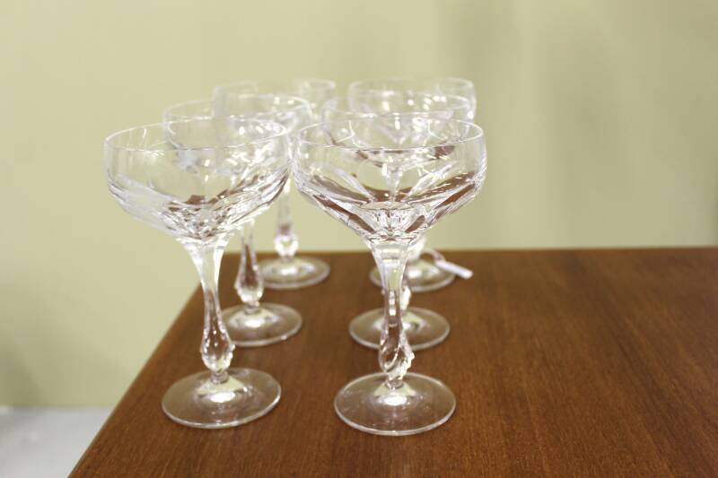6x Vintage Kristall Champagnergläser, Cocktailgläser
