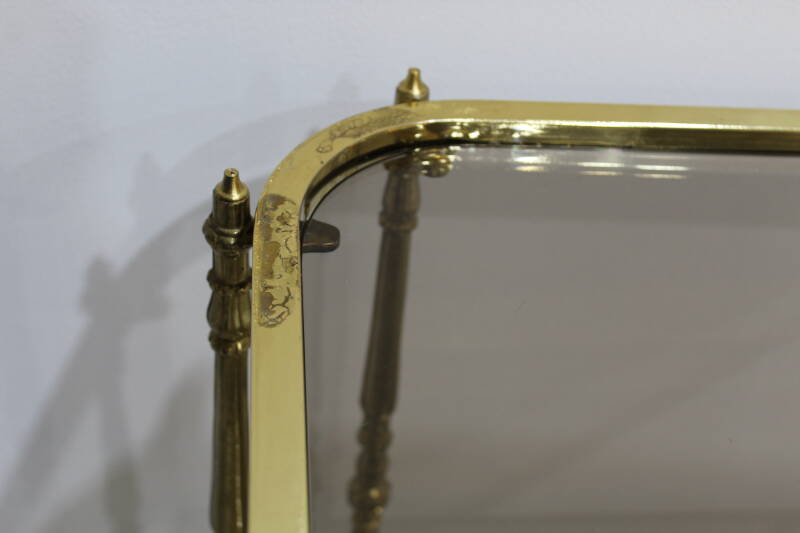 Vintage salontafel, bijzettafel - rookglas, messing jaren '70 | 00887