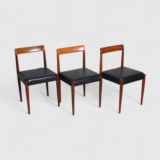 3x Vintage design eetkamerstoelen Lübke