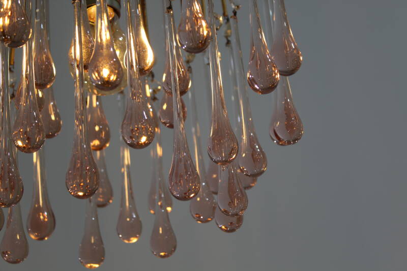 Vintage murano teardrop lamp - roze, goud jaren '70 | 01084