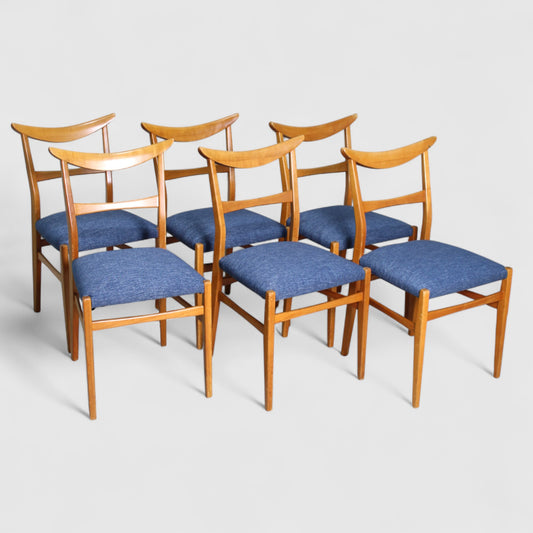 6x Vintage design eetkamerstoelen Lübke