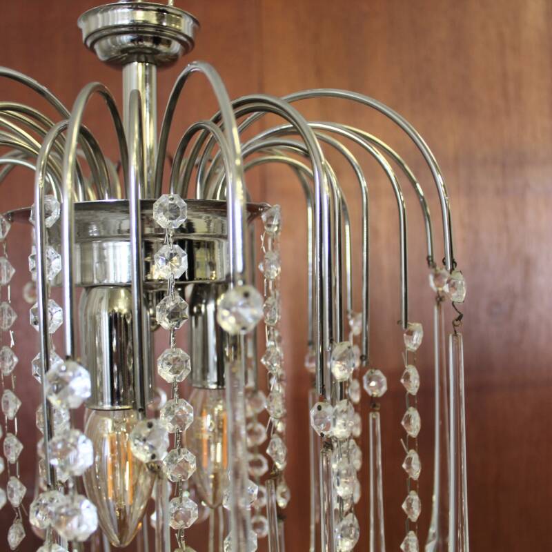 Vintage Murano teardrop lamp - zilver/transparant