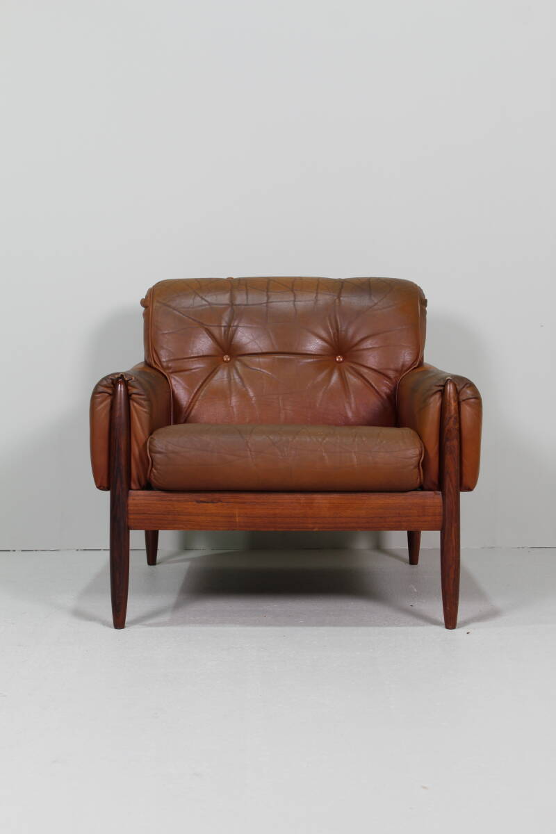 Vintage leren fauteuil - jaren '60, bruin | 01432