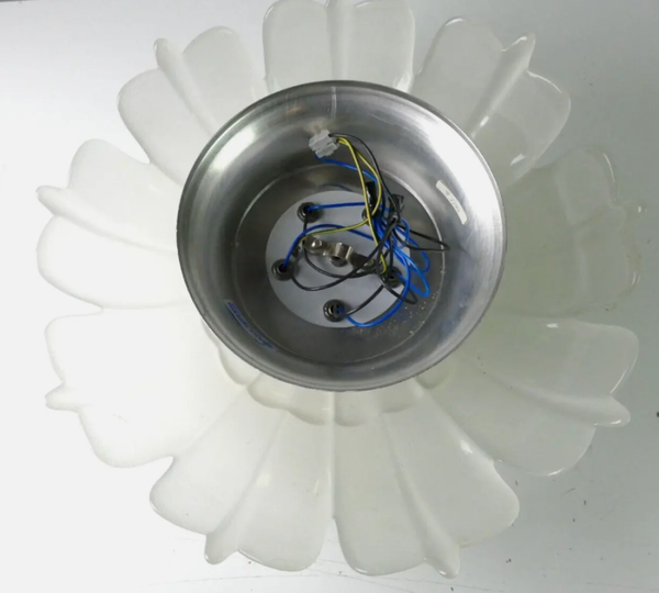Vintage Deckenlampe, Deckenleuchte - Blumenform, 70er Jahre, Messing Glas | 01202