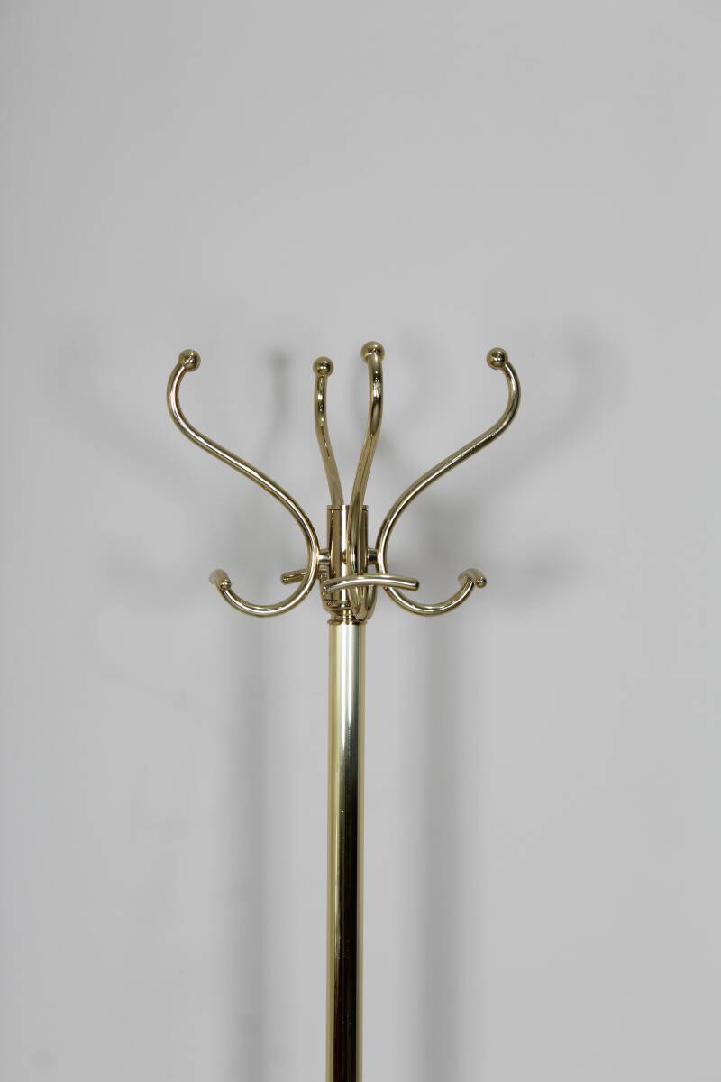 Vintage standing coat rack, wardrobe - brass, marble | 01392