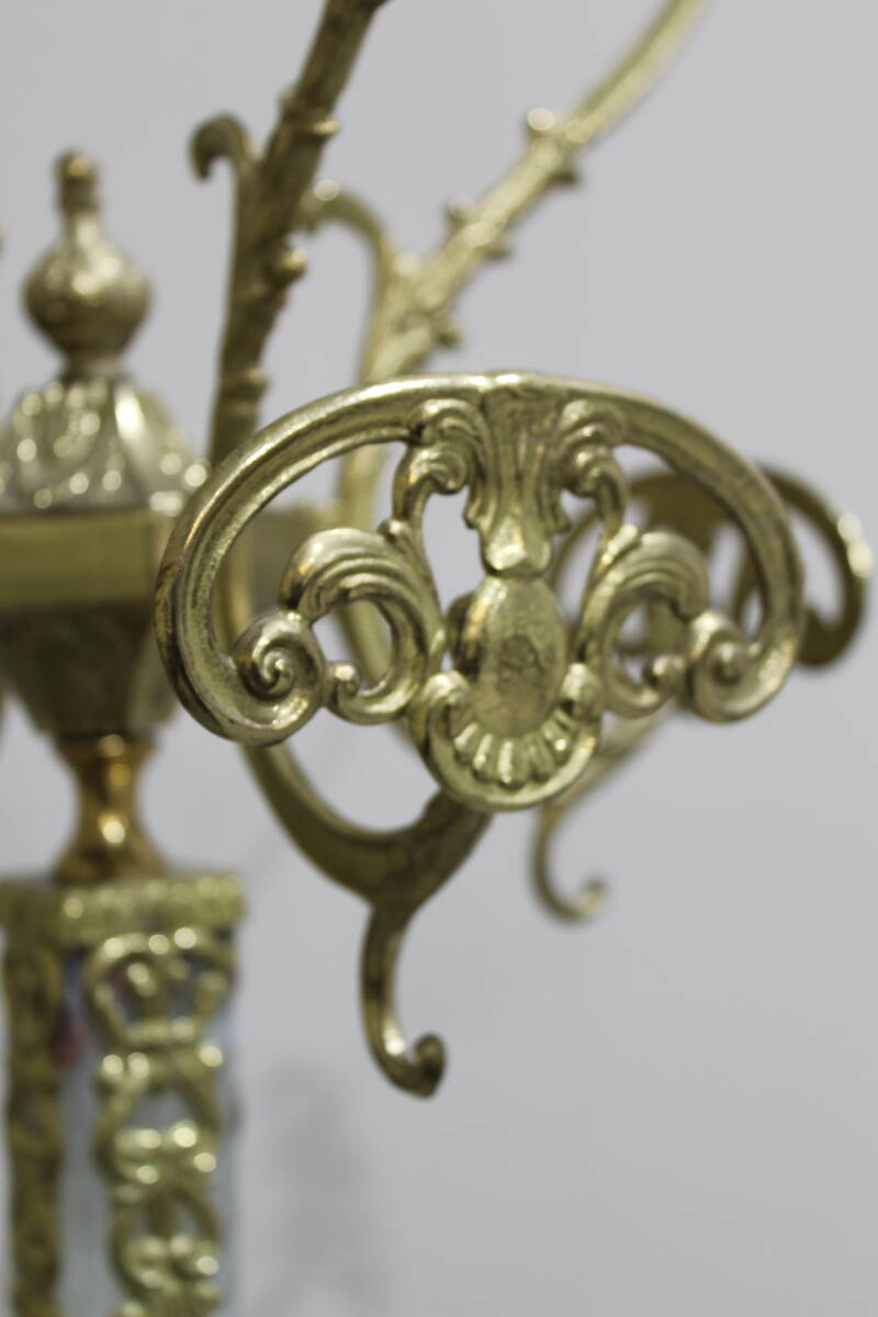 Vintage standing coat rack, wardrobe - brass, onyx | 01347