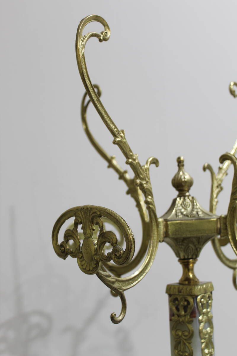 Vintage standing coat rack, wardrobe - brass, onyx | 01347