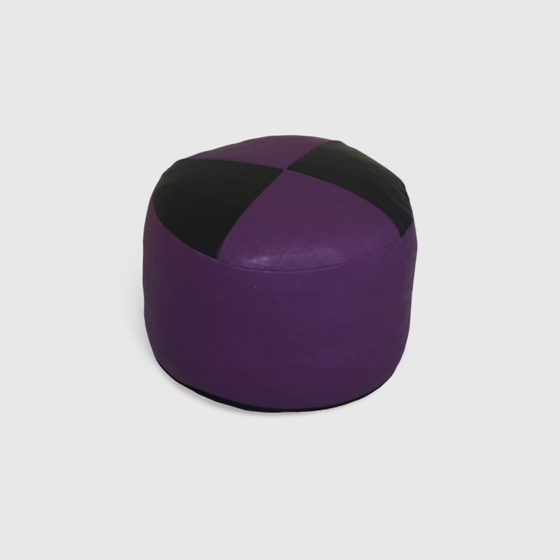 Vintage pouf purple/black leather