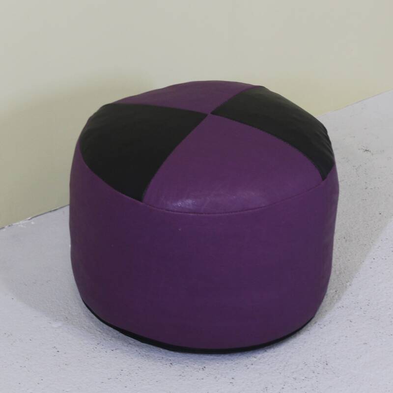 Vintage pouf purple/black leather