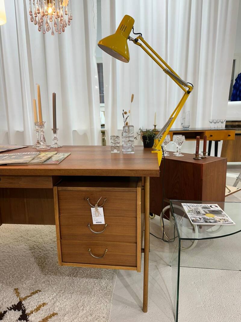 Vintage gele bureaulamp, architectenlamp – LEDU, jaren ’70 | 01136