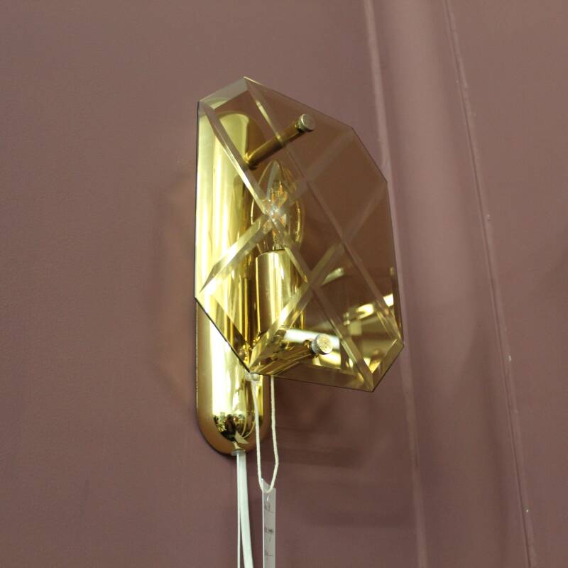 Vintage wall lamp cut glass