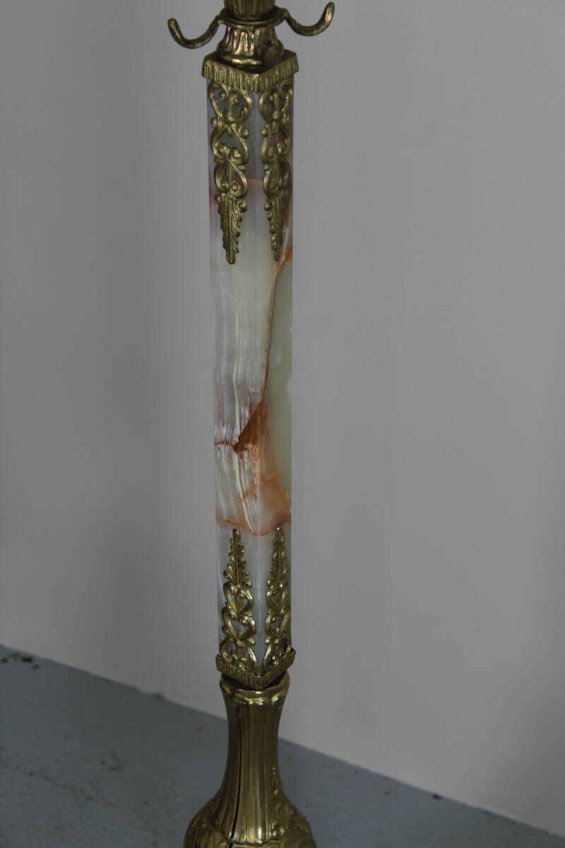 Vintage standing coat rack, wardrobe - brass, onyx | 01347