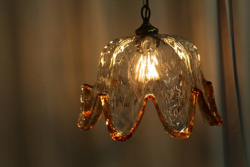 Vintage Murano pendant lamp - flower shape 70s | 00739