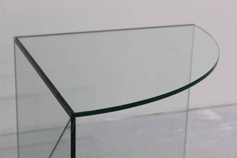 Vintage bijzettafel, hoektafel glas - jaren '70 | 00955