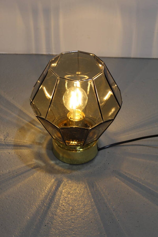 Vintage plafondlamp, wandlamp Glashütte Limburg - rookglas