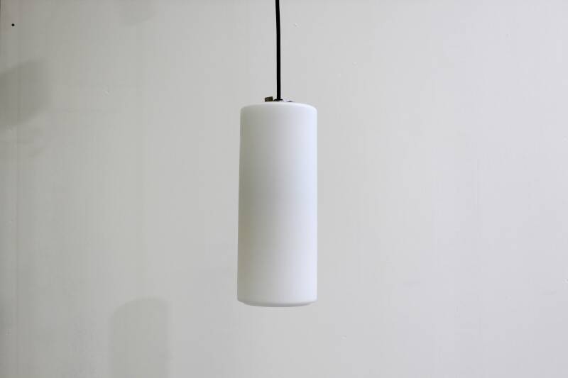 Vintage pendant lamp opal glass white - Glashutte Limburg 70s | 01033